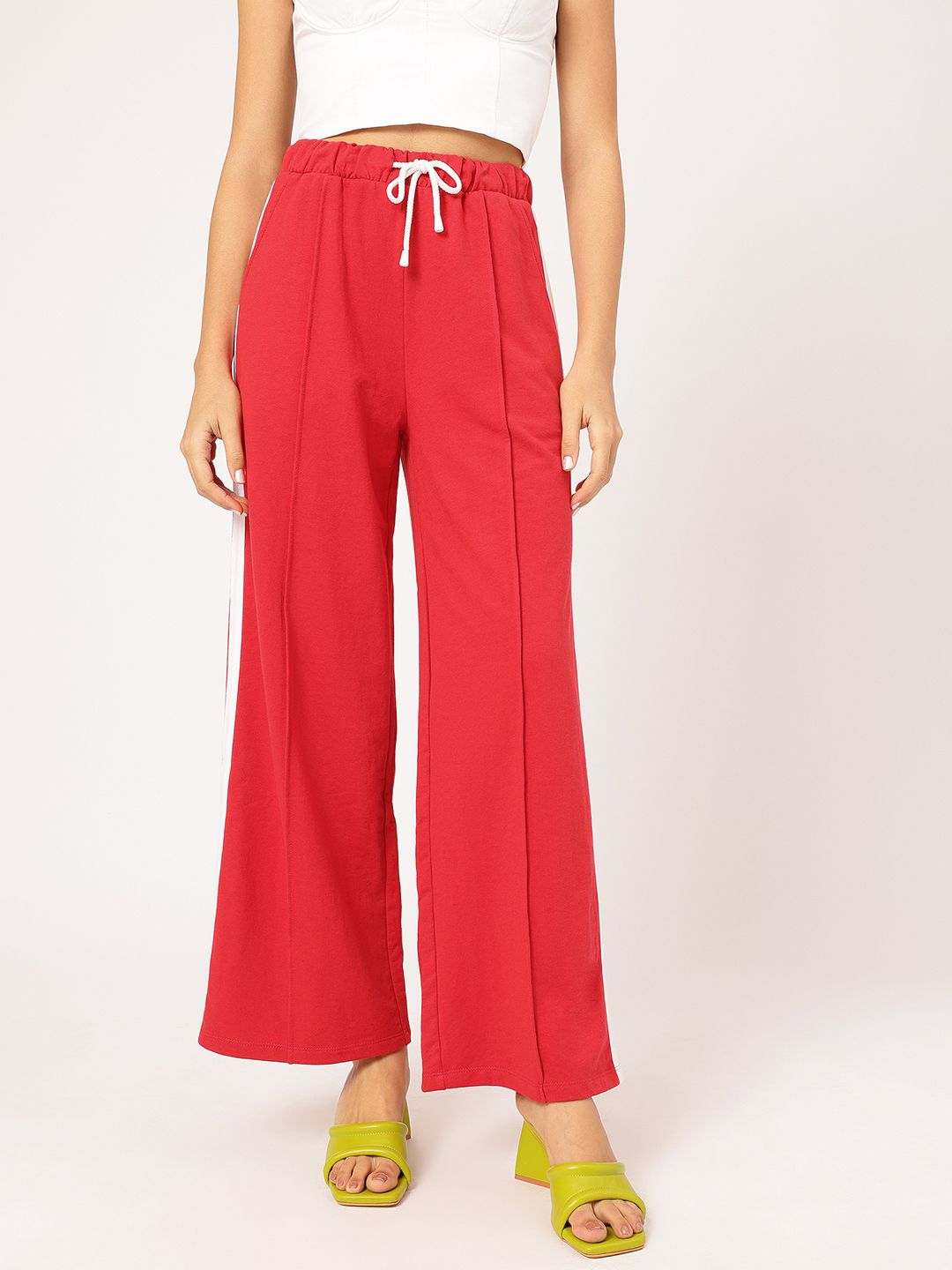 DressBerry Women Retro Flare Side Stripes Pleated Trousers