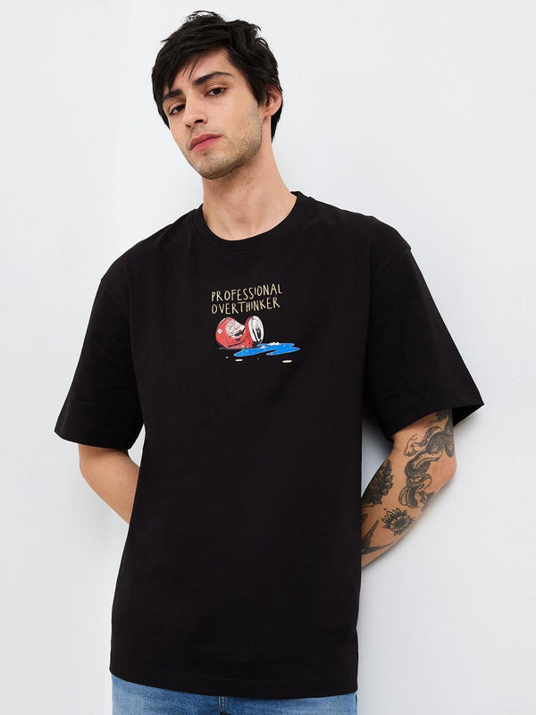 Typography Spykar Men Typography Cetak Kapas Leher Bulat T-Shirt Santai