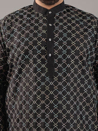 SOJANYA PLUS Size Geometric Embroidered Band Collar Thread Work Straight Kurta