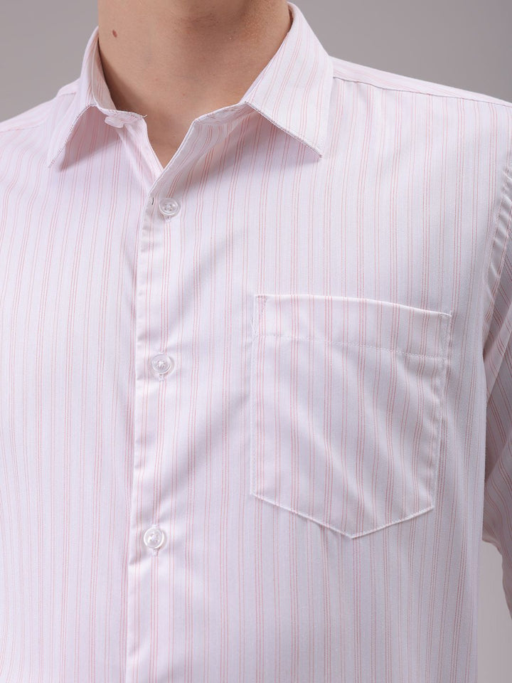 The Indian Garage Co. X Luxe Men Cutaway Collar Vertical Striped Slim Fit Formal Shirt