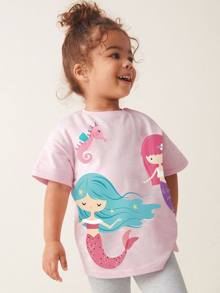 YK Printed Kid-Girls T-Shirt & Leggings Clothing Set
