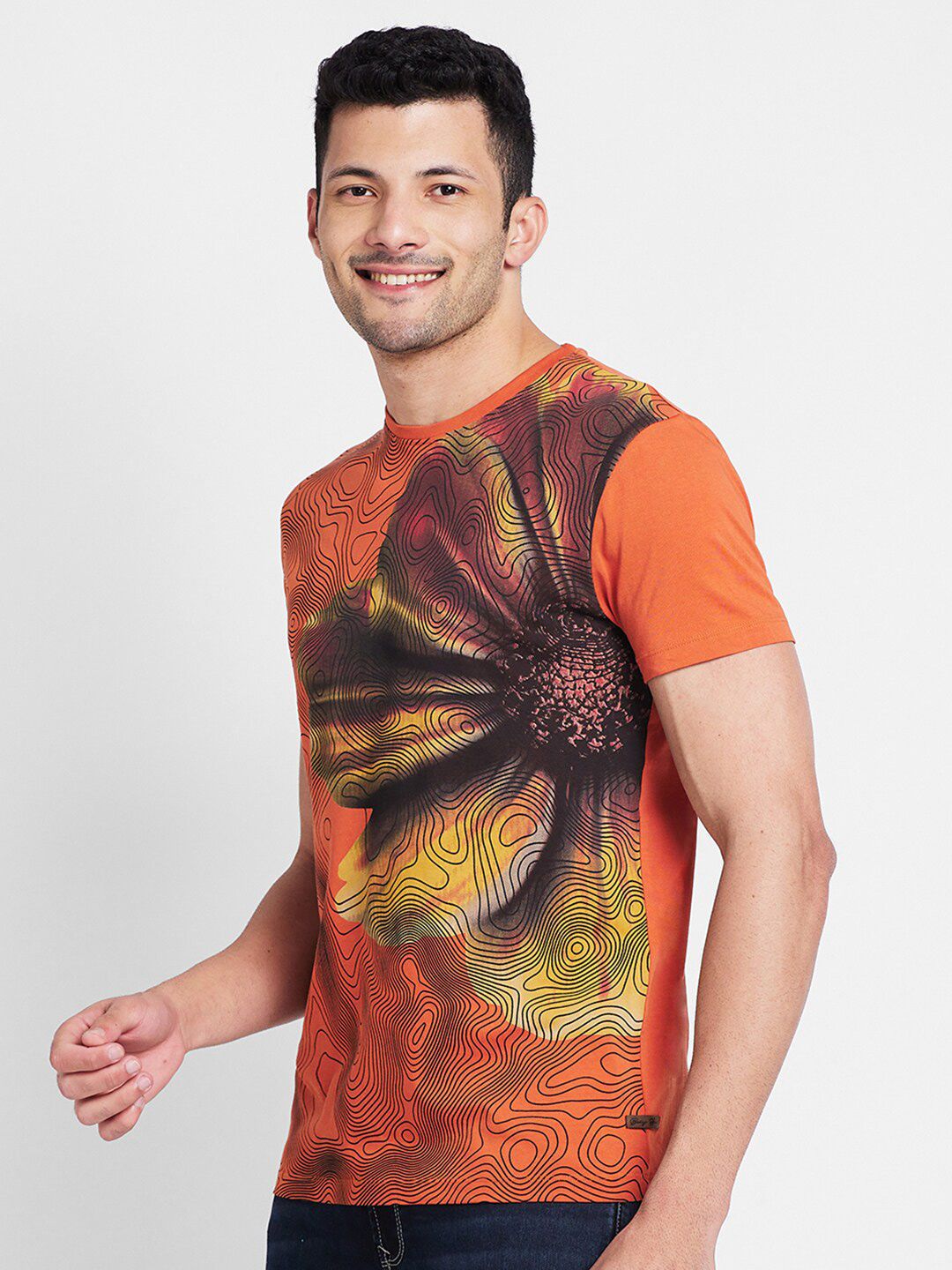 Being Human Abstract Printed Round Neck T-shirt