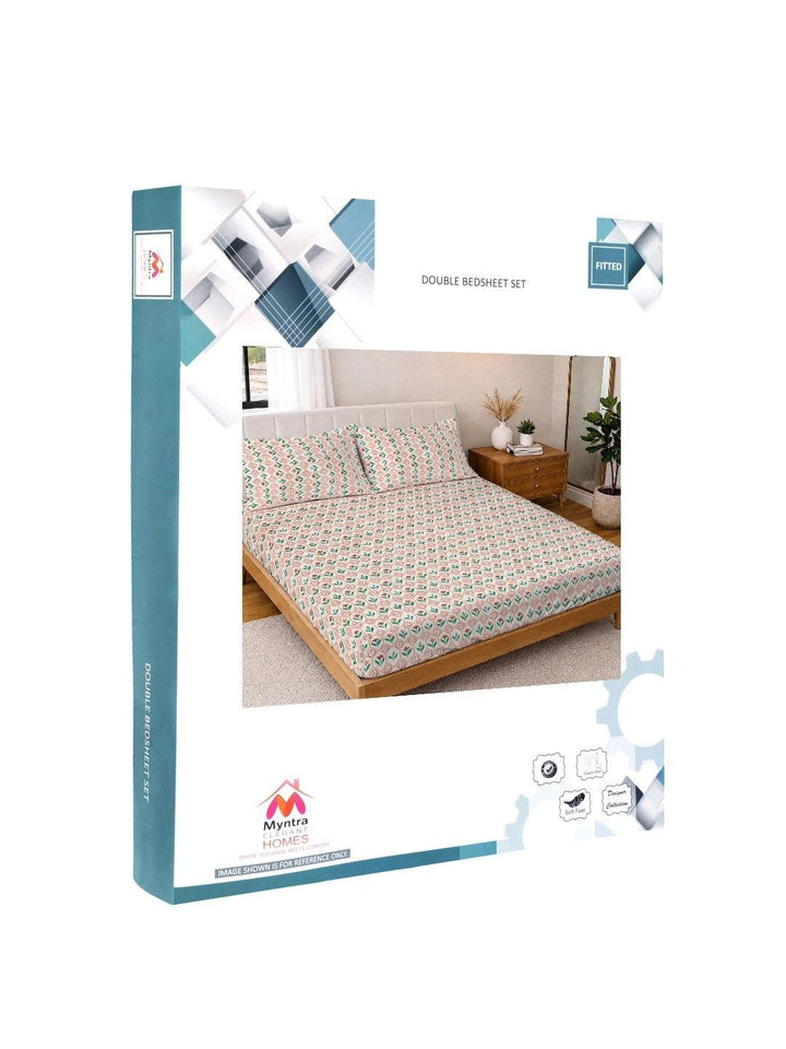 Pink Floral 300 TC King Bedsheet with 2 Pillow Covers