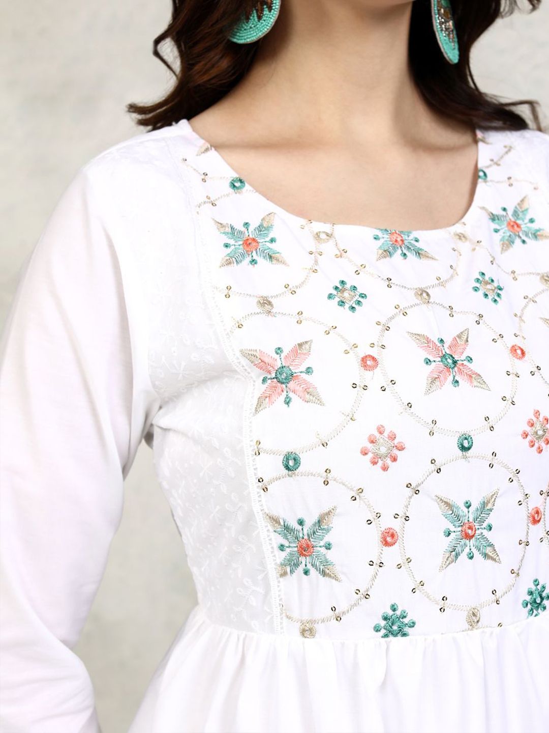 Vishudh Women Floral Embroidered Fit and Flare Mini Dress