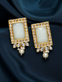 Anting-anting Jatuh Berbentuk Segiempat tepat Anouk Bersalut Emas Kundan
