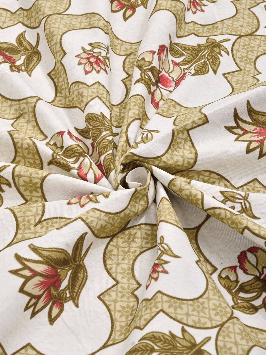 KLOTTHE Yellow & White Printed 300 TC Double Bedsheet With 2 Pillow Covers- 2.5 m x 2.25 m