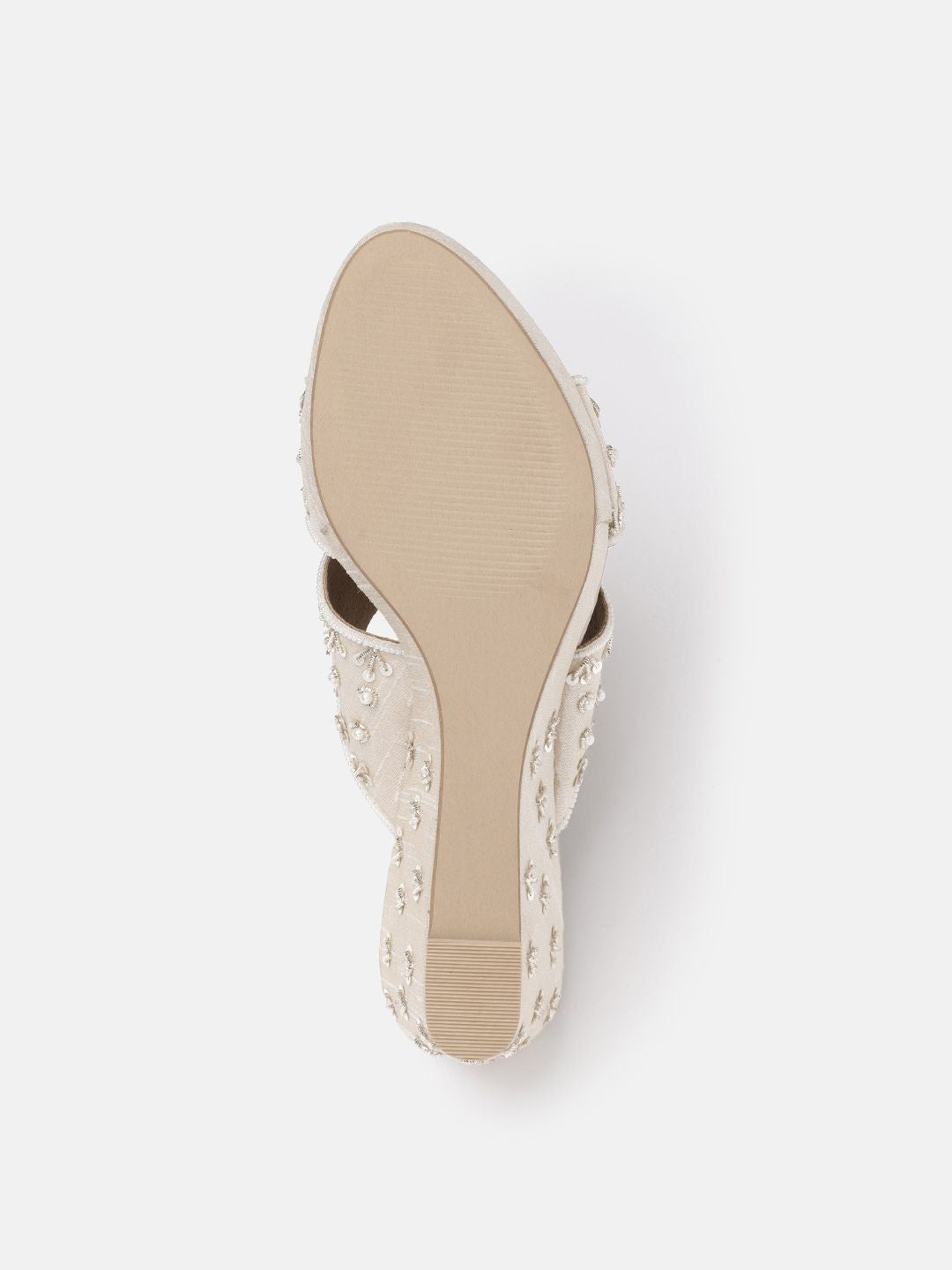 House of Pataudi Embellished Open Toe Wedge Heels