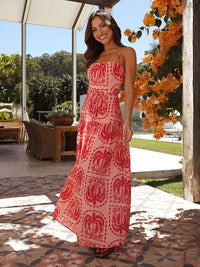 all about you Women Tropical Print Halter Neck Maxi Dress