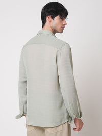 VASTRADO Men Classic Spread Collar Textured Slim Fit Casual Shirt