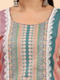 Mamicha Women Ethnic Motifs Printed Regular Thread Work Pure Cotton Kurta with Palazzos & With Dupatta