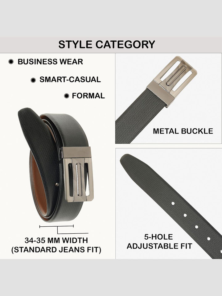 Teakwood Leathers Men Textured Leather Reversible Belt