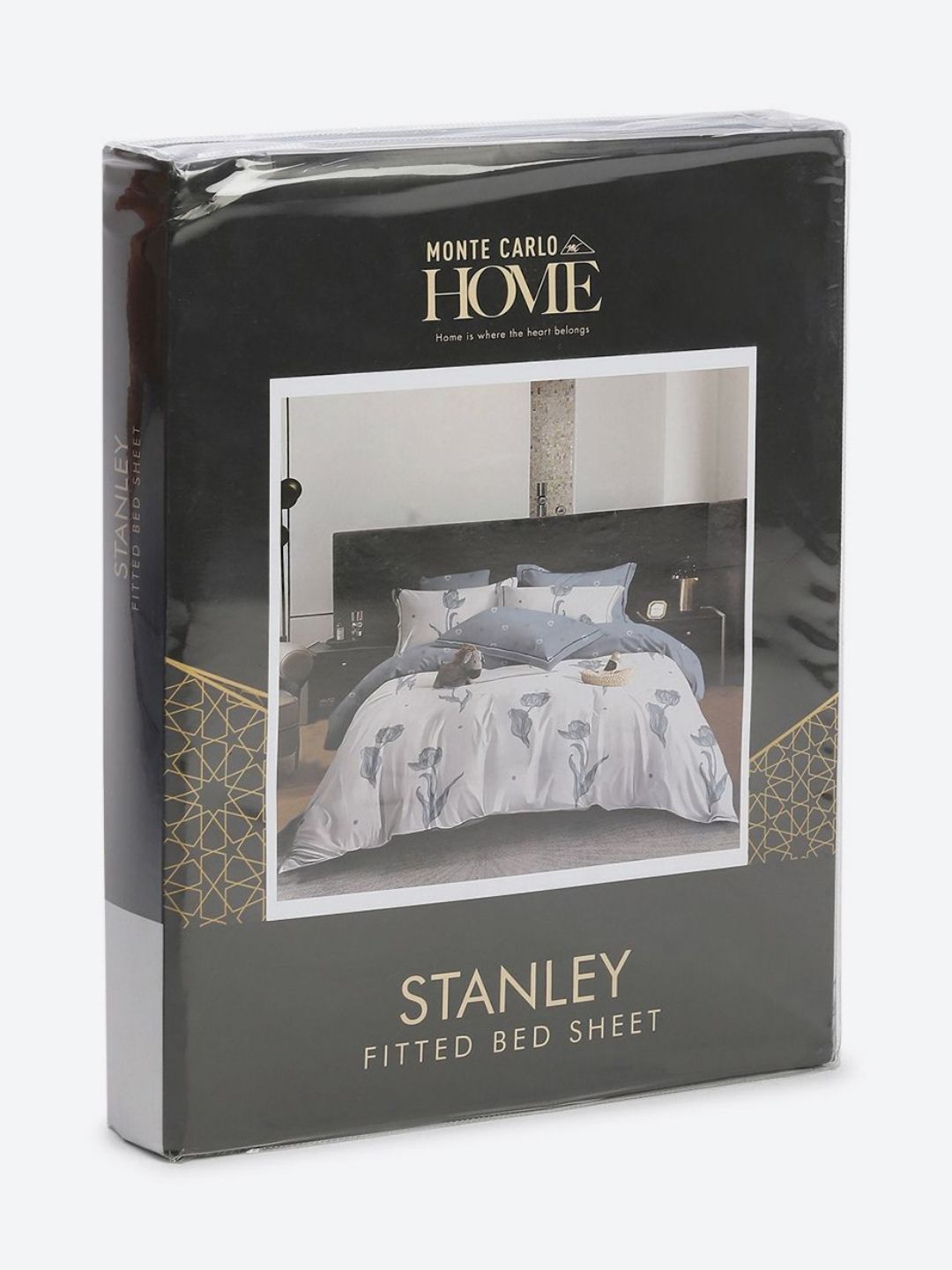 Monte Carlo Stanley Blue & White Floral Printed 144 TC King Bedsheet Set 1.85 m x 1.95 m