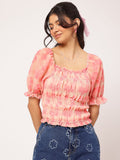 DressBerry Puffy Power Smocked Fitted Top