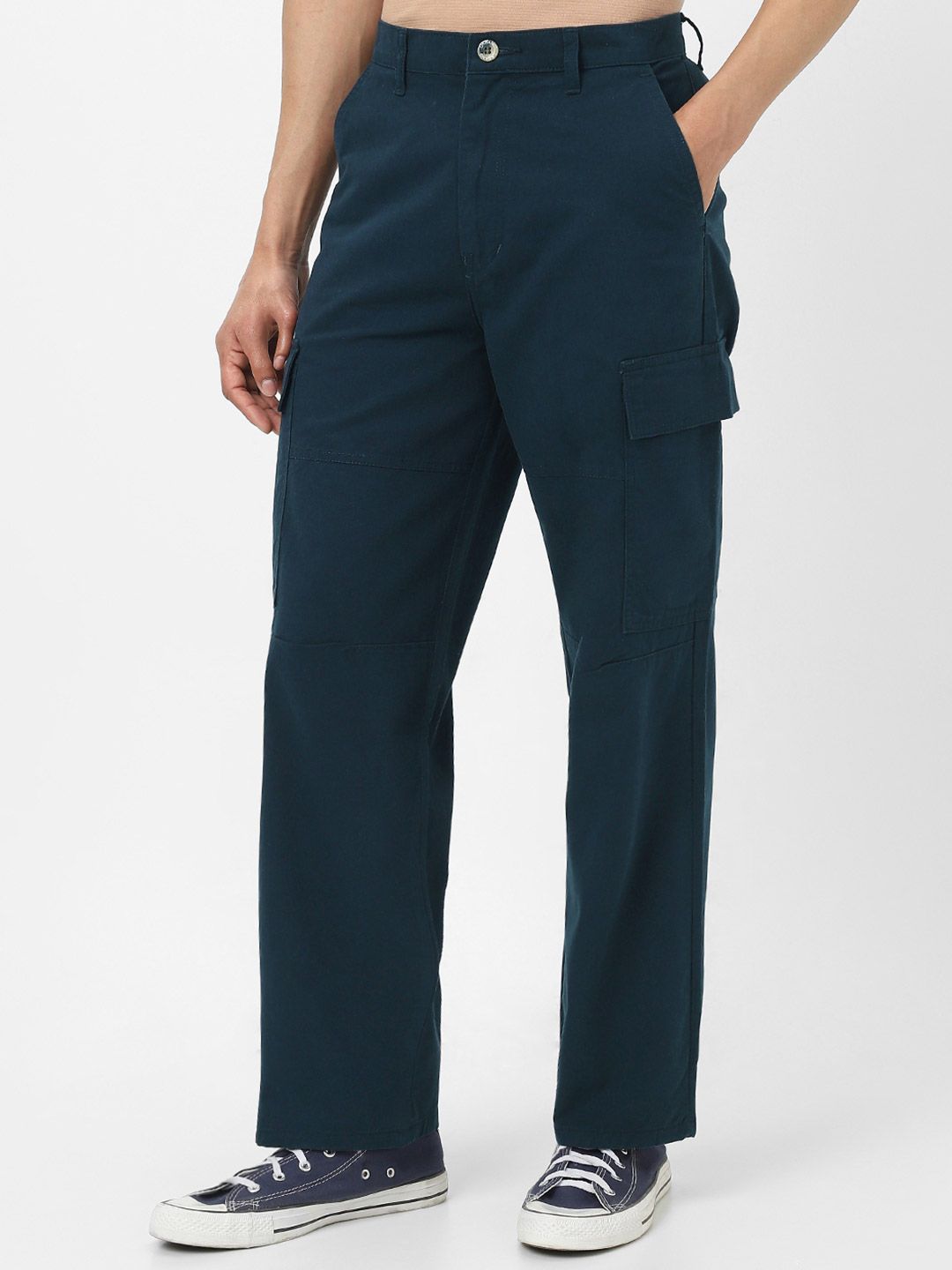 Urbano Fashion Men Loose Baggy Fit Pure Cotton Cargo Trouser