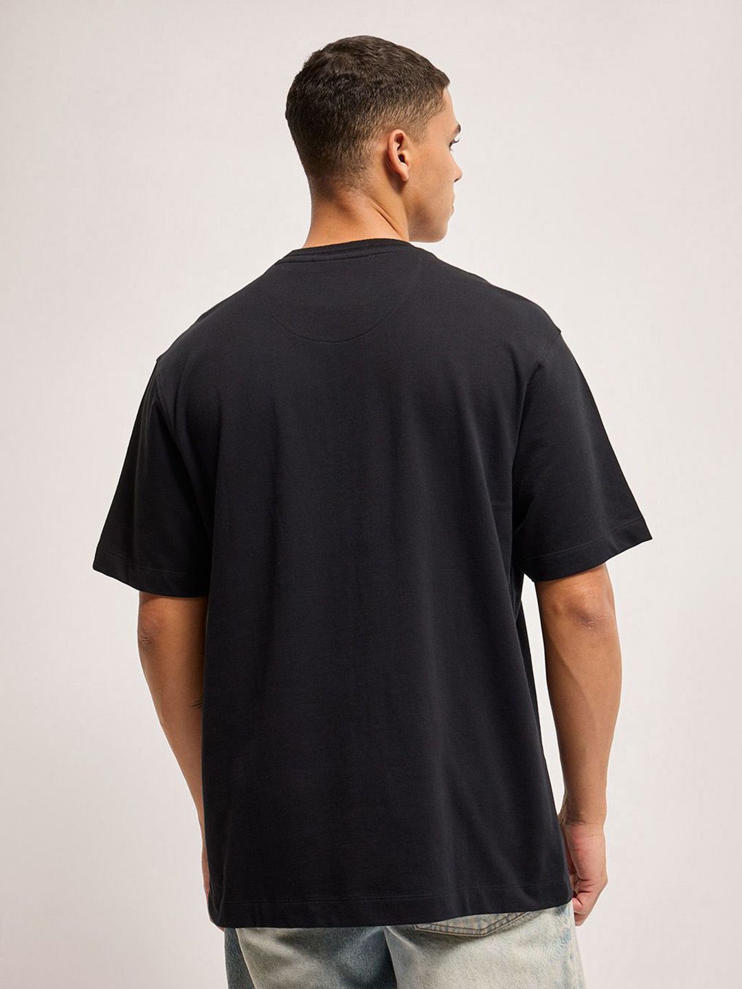 THE BEAR HOUSE Men Typography Printed Round Neck Cotton Oversized T-Shirt