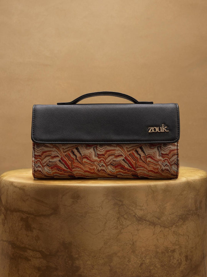 ZOUK Rhea Kapoor Nicobar Coral Textured Water Resistant Jute Envelope Clutch