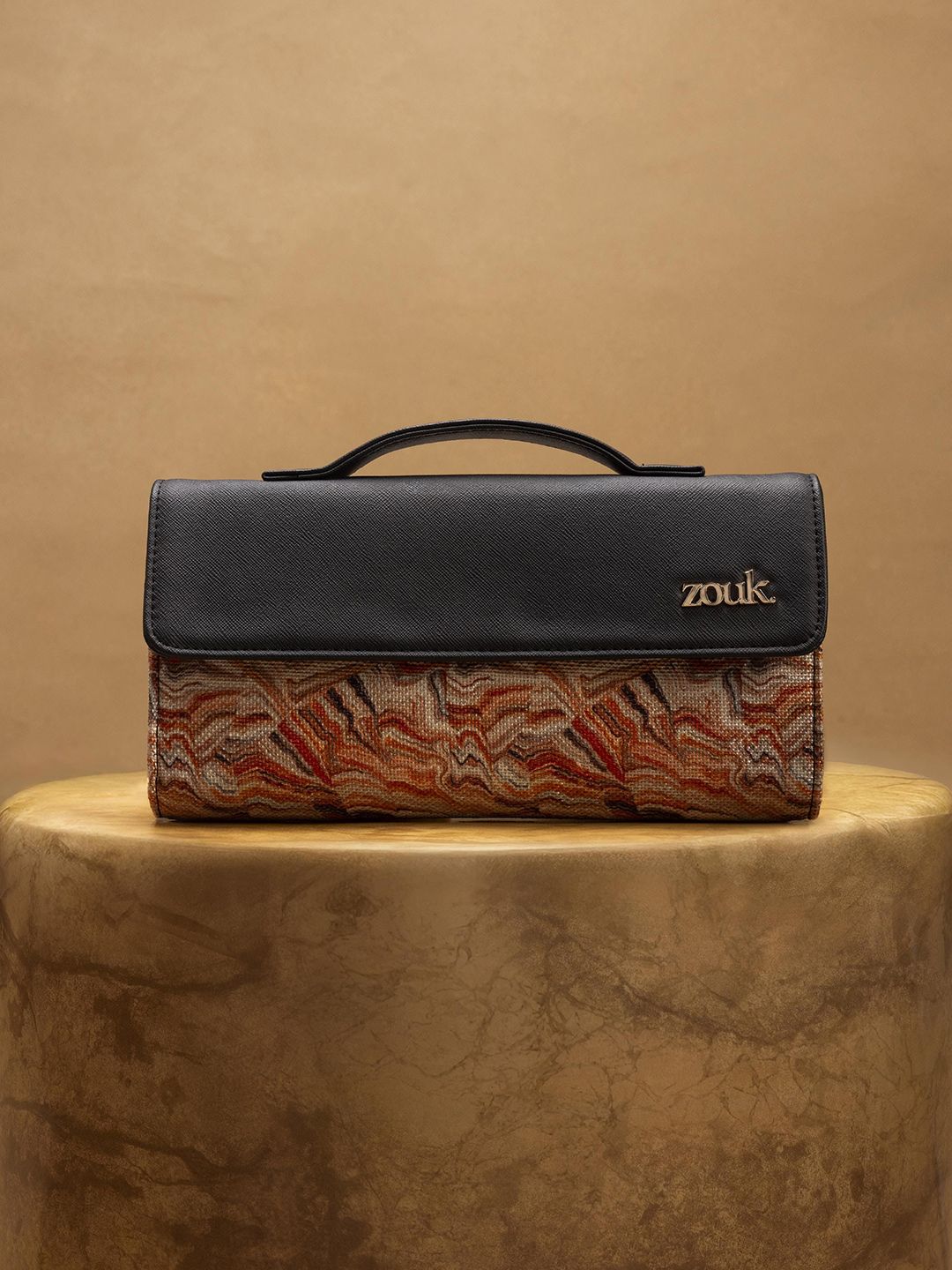 ZOUK Rhea Kapoor Nicobar Coral Textured Water Resistant Jute Envelope Clutch