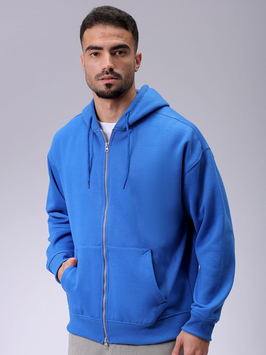 The Indian Garage Co Men Hooded Double Way Front Open Zipper Sweatshirt