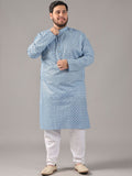 SOJANYA PLUS Plus Size Men Ethnic Motifs Printed Band Collar Straight Kurta With Pyjamas