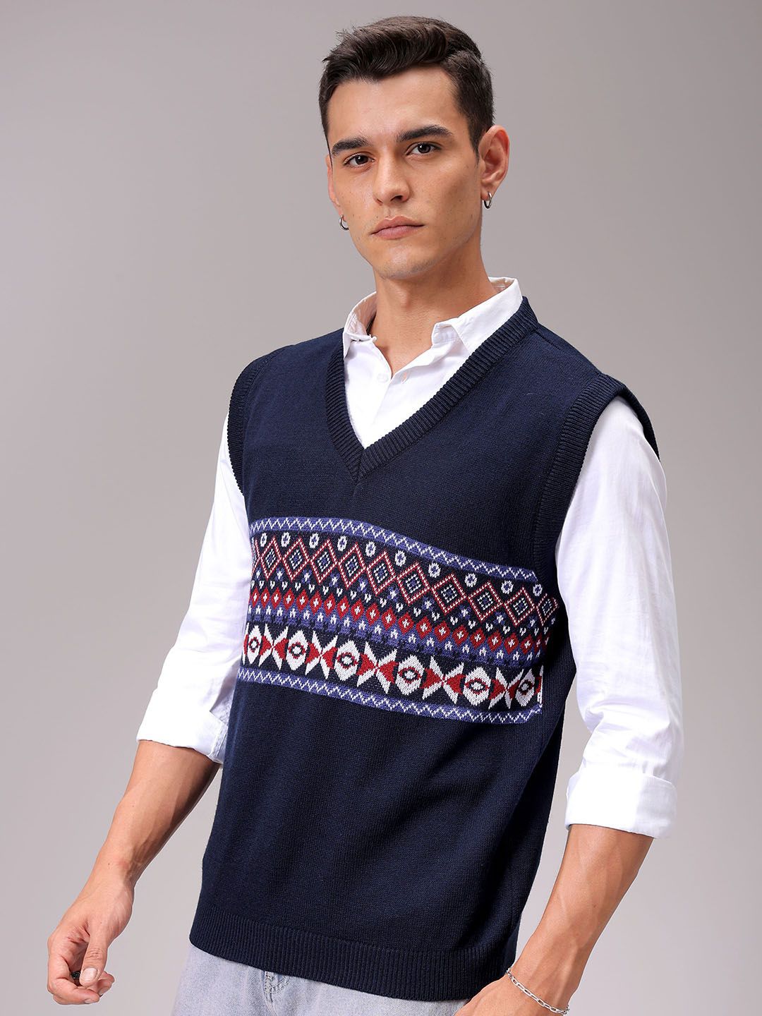 The Indian Garage Co Men Argyle Winter Sweater Vest