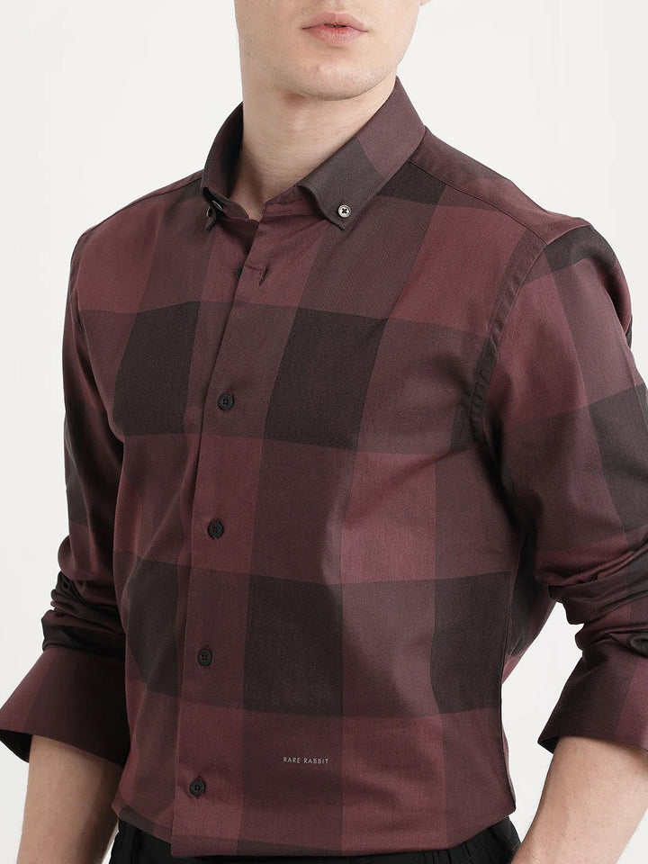 RARE RABBIT Men Comfort Opaque Checked Casual Shirt