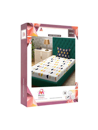Myntra Elegant Homes White & Yellow Printed 300 TC Single Bedsheet Set 2.25 x 1.5 m