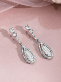 Rubans Rhodium Plated AD & Cubic Zirconia Studded Teardrop Statement Jewellery Set