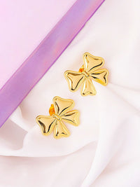 VOGUE PANASH Anting-anting Stud Busur Berwarna Emas dengan Magnet Peti Sejuk Percuma
