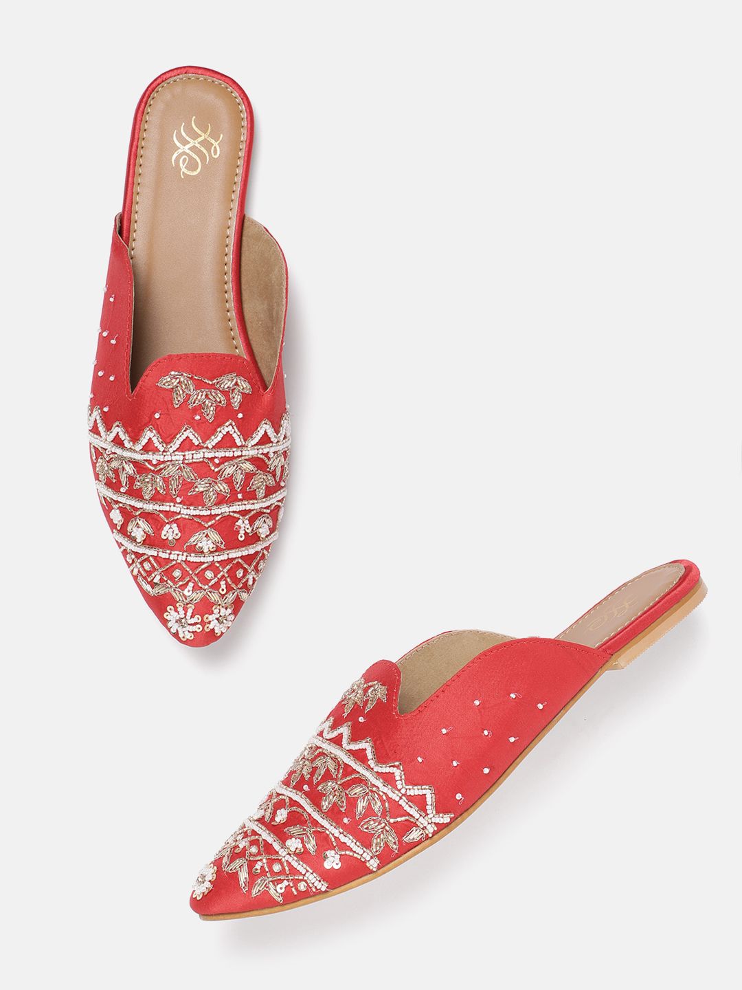 House of Pataudi Ethnic Motifs Embellished Mules