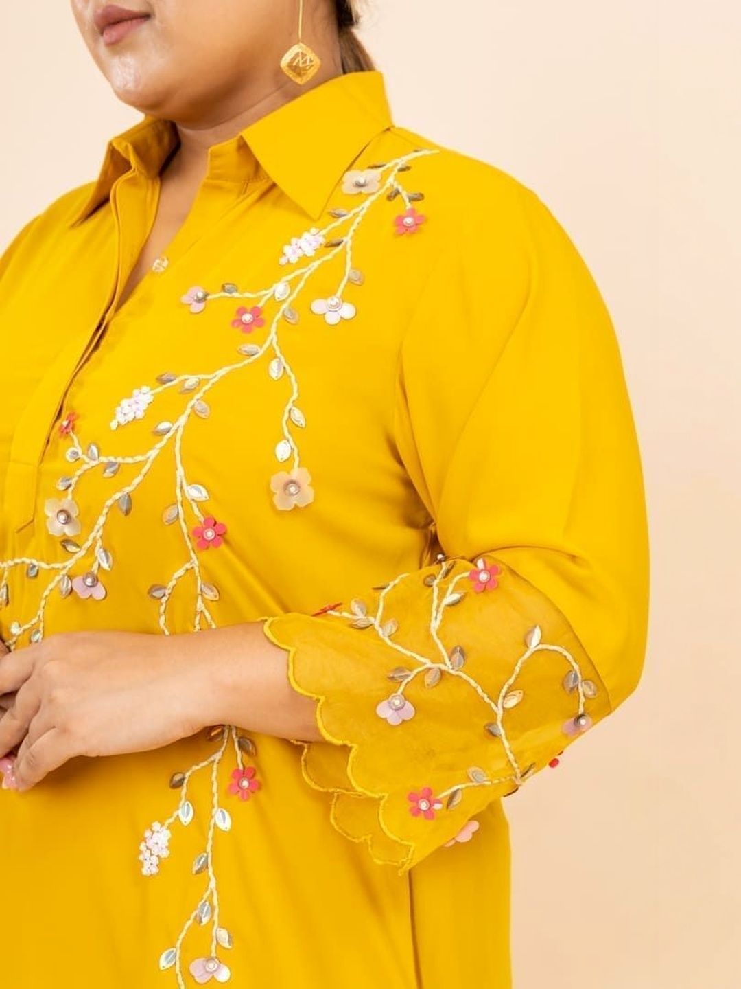 Mamicha Embroidered Shirt Collar Tunic & Trousers Co-Ords