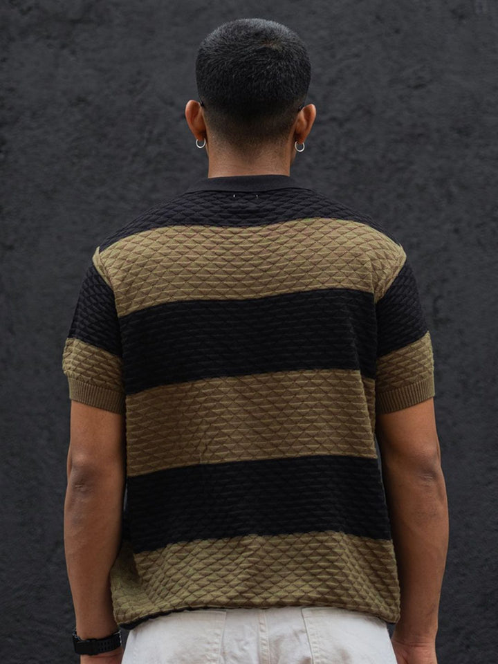 Powerlook Men Striped Polo Collar T-shirt