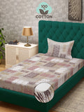 Myntra Elegant Homes Beige 400 TC Pure Cotton Fitted Single Bedsheet Set 2.25 m x 1.5 m