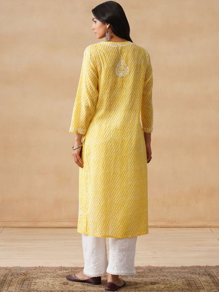 Kurta Bercetak Kuning Rumah Wanita Chikankari