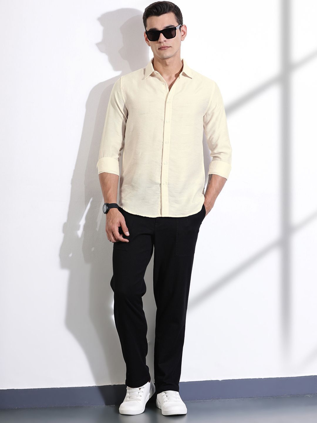 Thomas Scott Men Classic Slim Fit Opaque Casual Shirt