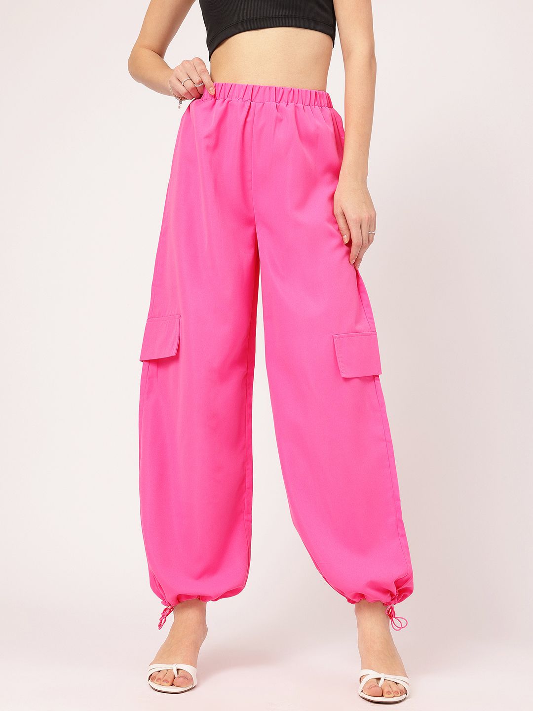 DressBerry Women The Urban Edge Cargo Style Toggle Hem Joggers