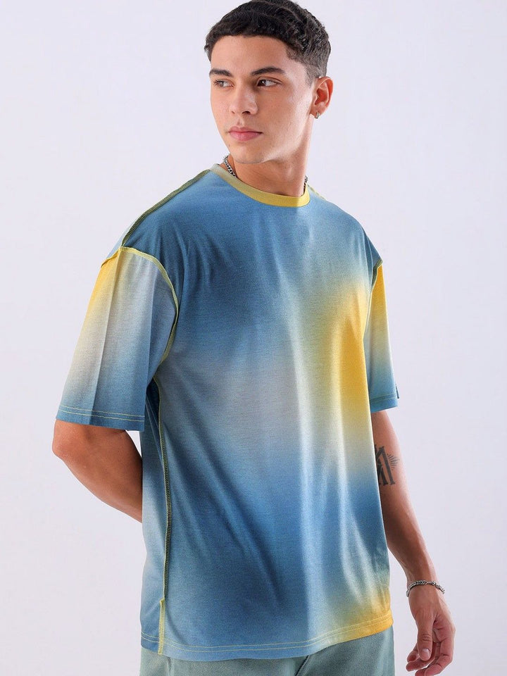 The Indian Garage Co Men Tie and Dye Round Neck Oversized T-shirt