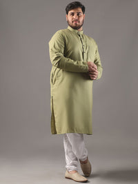 SOJANYA PLUS Plus Size Lelaki Band Collar Pure Cotton Kurta Lurus Dengan Piyama