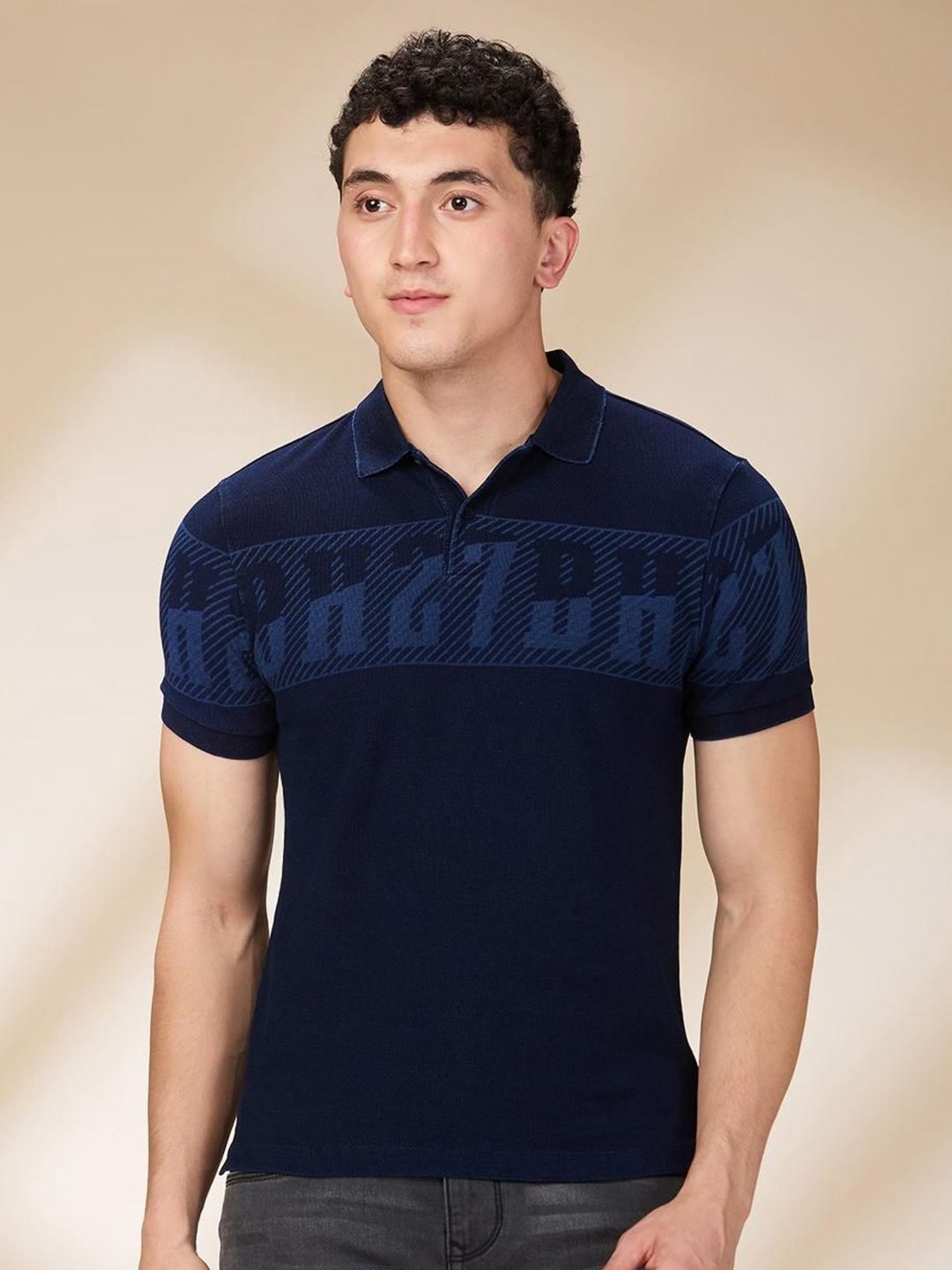 Being Human Men Typography Printed Polo Collar Cotton Slim Fit T-shirt