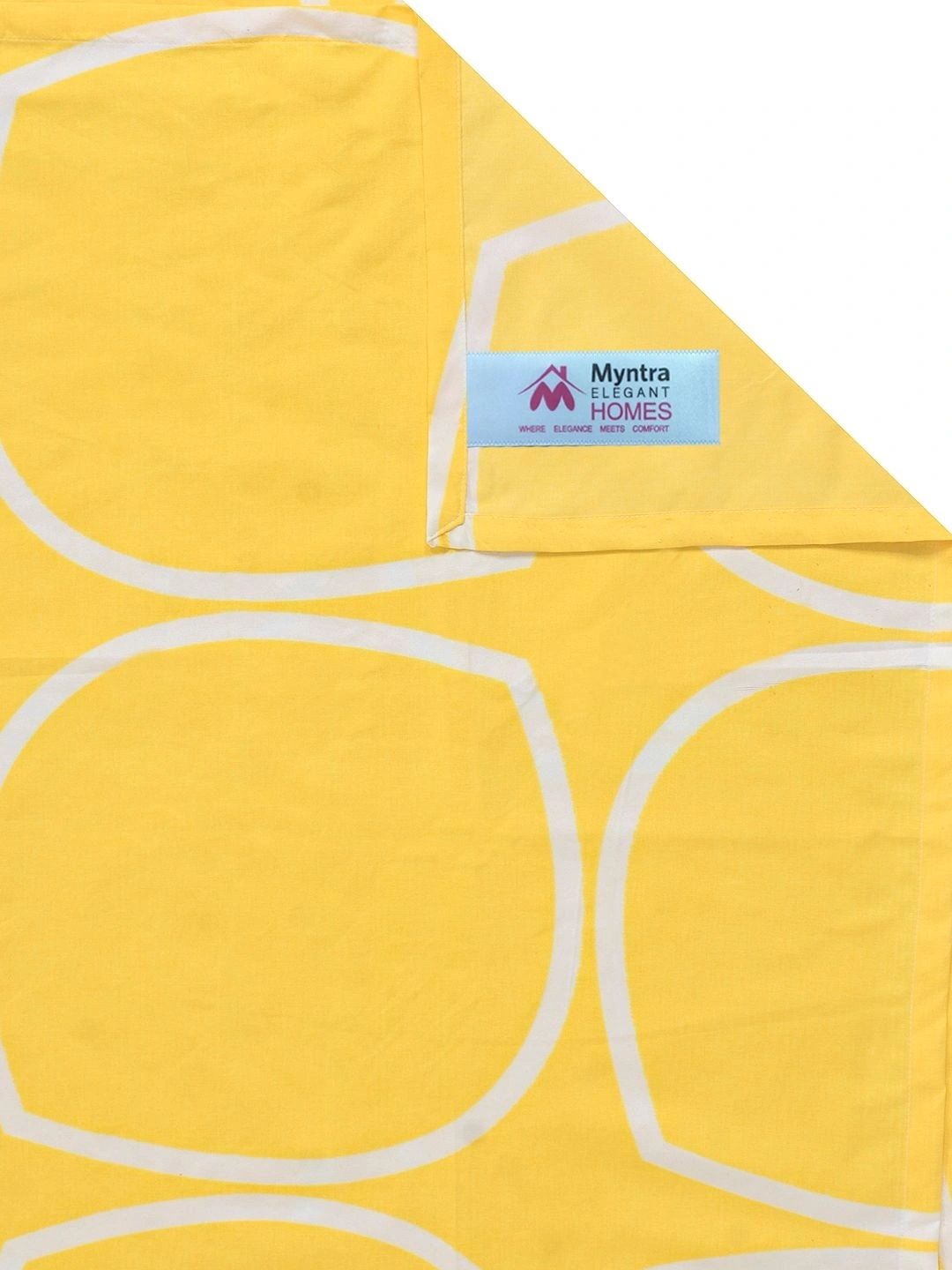 Myntra Elegant Homes Yellow Geometric 300 TC King Double Bedsheet with 2 Pillow Covers