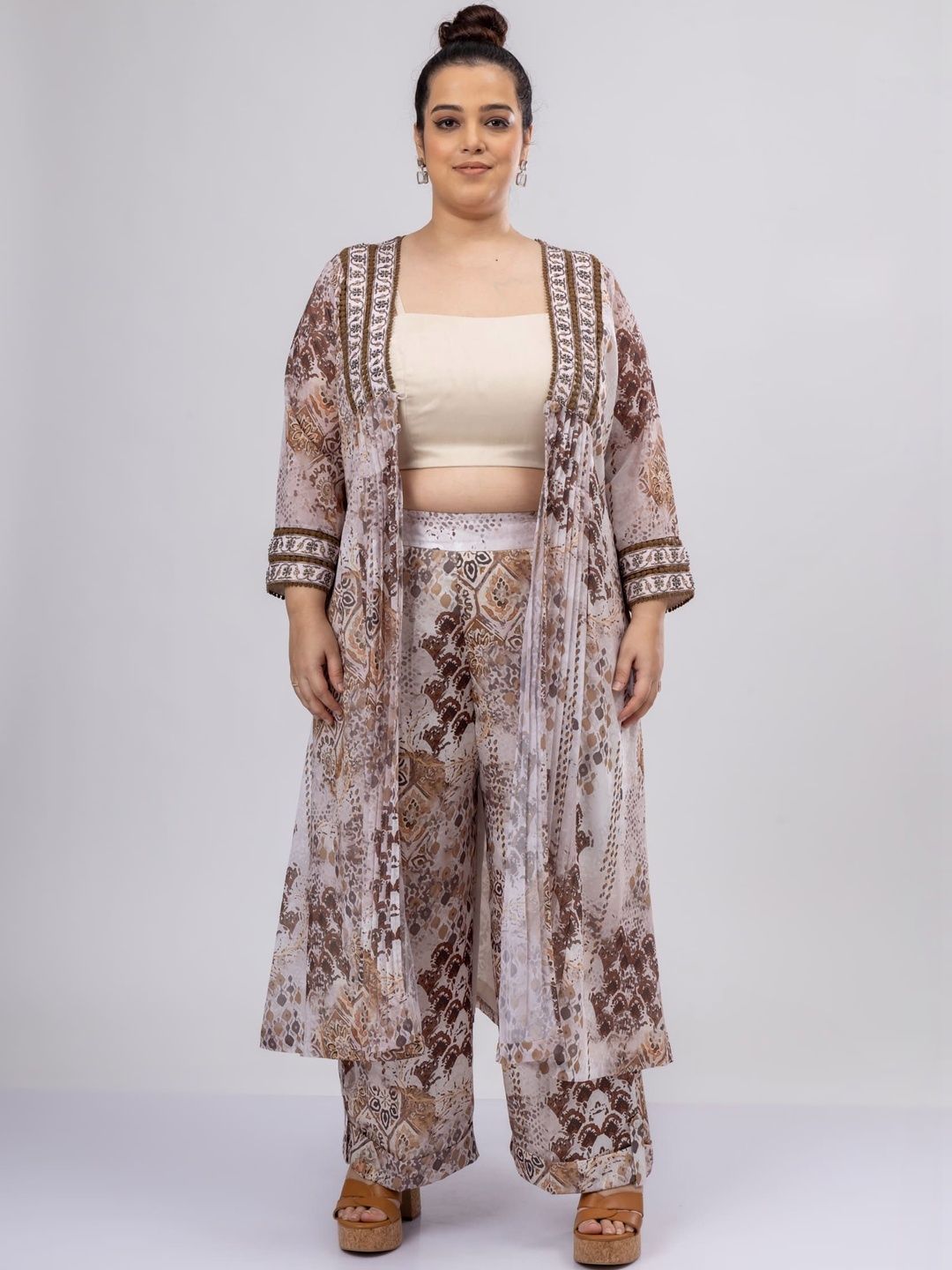 Mamicha Retro Printed Shoulder Straps Top & Trousers Co-Ords