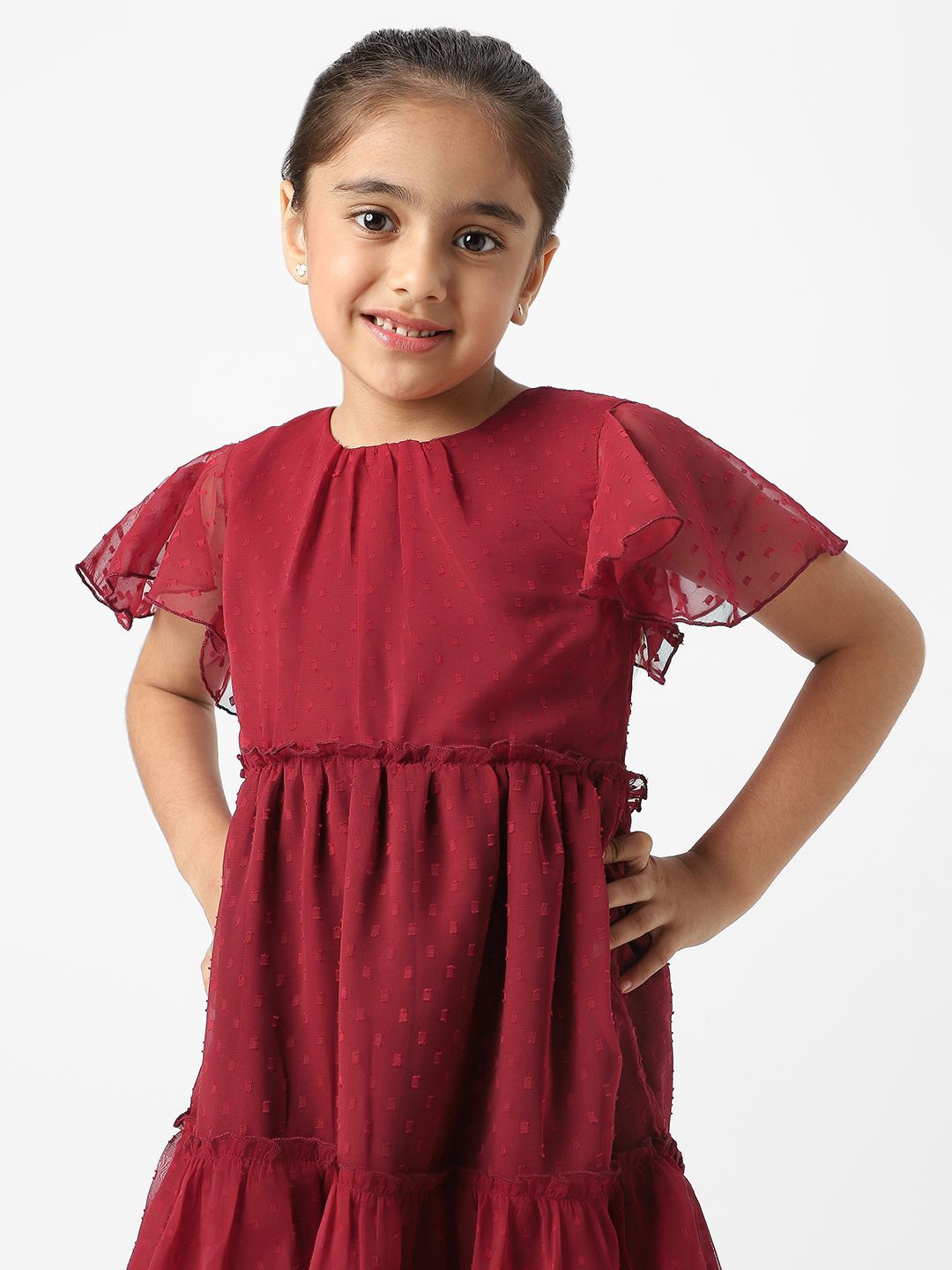 Nauti Nati Flared Sleeve Ruffled Fit & Flare Dress