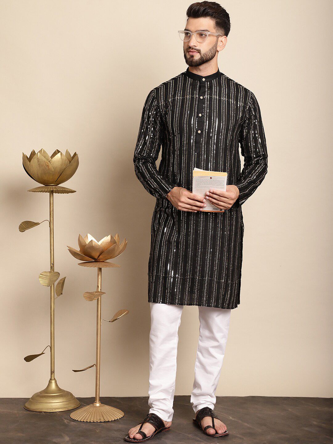Anouk Leheriya Embroidered Regular Pure Cotton Kurta with Churidar