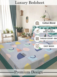 Myntra Elegant Homes Grey Geometric 300 TC King Double Bedsheet with 2 Pillow Covers