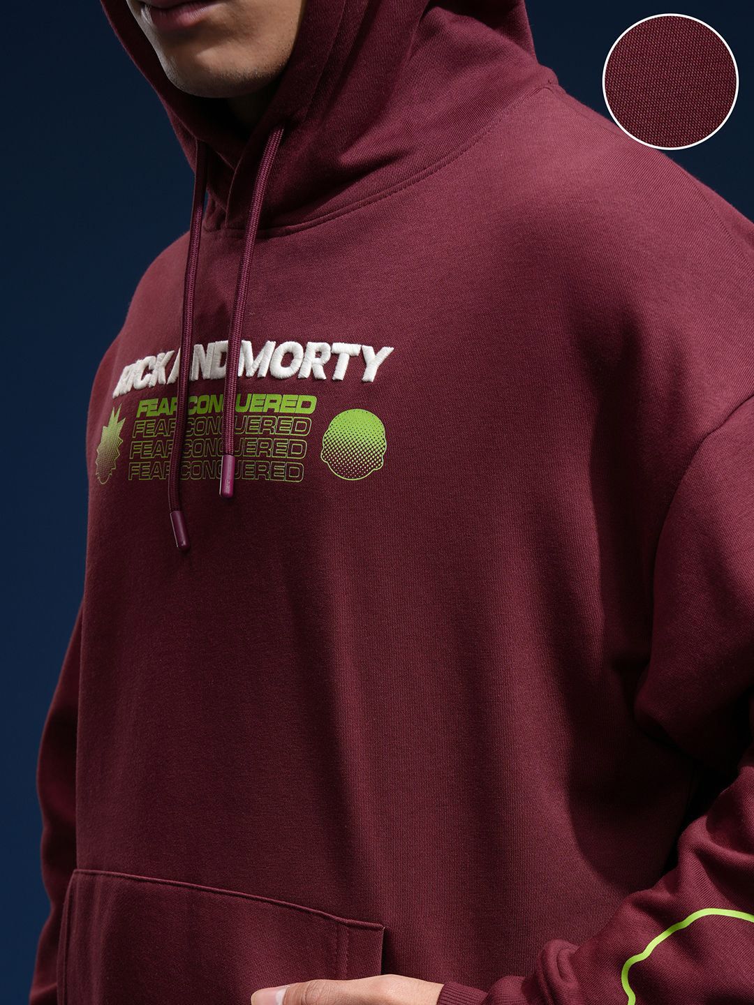 HIGHLANDER Men Rick & Morty Oversized Drop Shoulder Hoodie Sweatshirt
