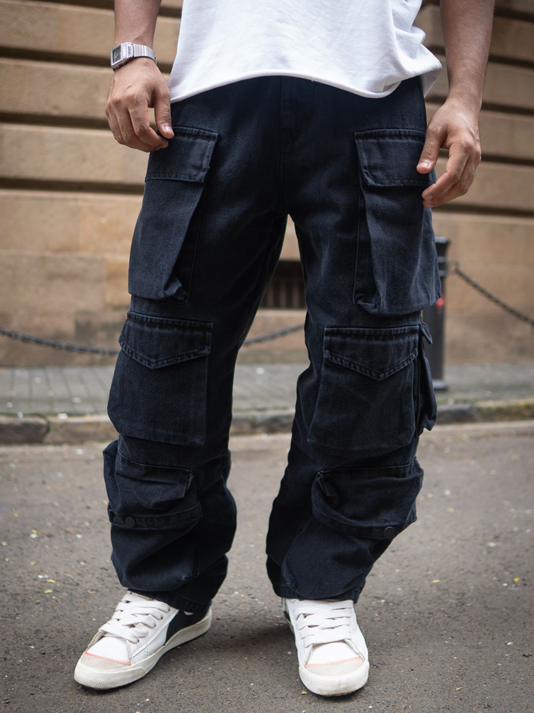 Powerlook Men Baggy Fit Cargo Style Jeans