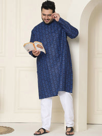 SOJANYA PLUS Ethnic Motifs Band Collar Straight Kurta With Pyjamas