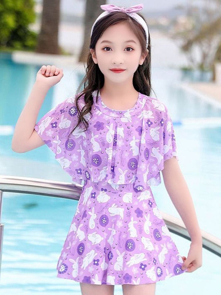 YK Girls Printed Swim Dress
