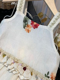 YK Girls Embroidered Pure Cotton Top & Shorts Clothing Set
