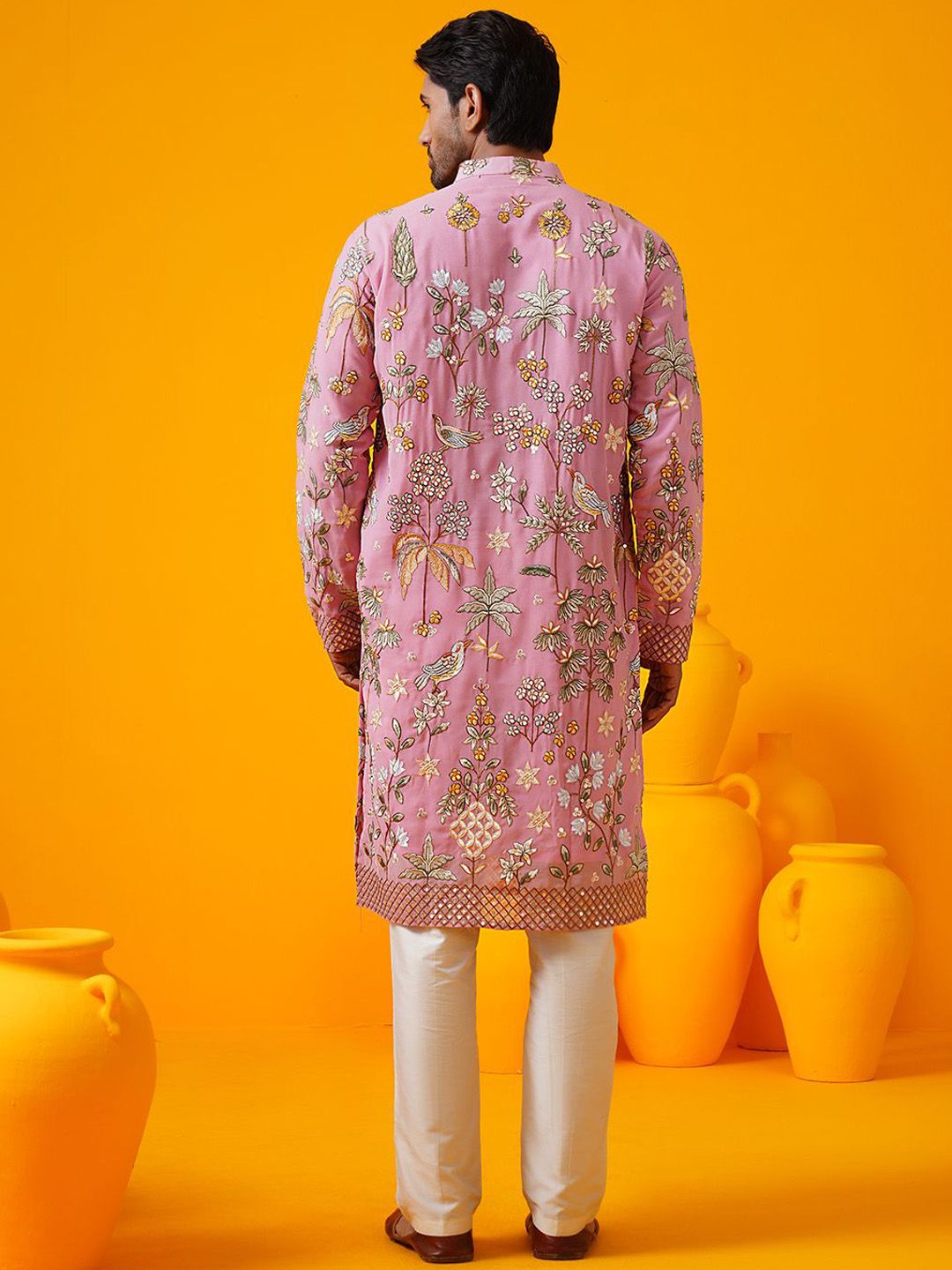 SOJANYA LUXE Ethnic Motifs Embroidered Mandarin Collar Thread Work Georgette Kurtas