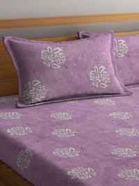 Myntra Elegant Homes Purple Printed 400 TC Cotton King Bedsheet Set 2.50 m x 2.25 m